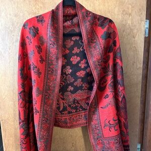 Holiday Red Pashmina Scarf Shawl Wrap